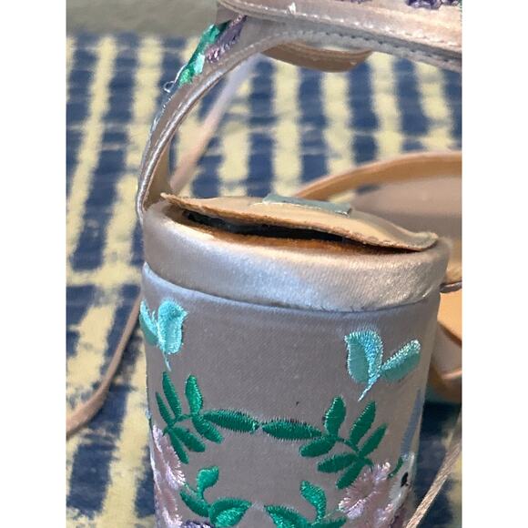 Betsey Johnson Viven Floral Embroidered Strappy Heels - Picture 6 of 7